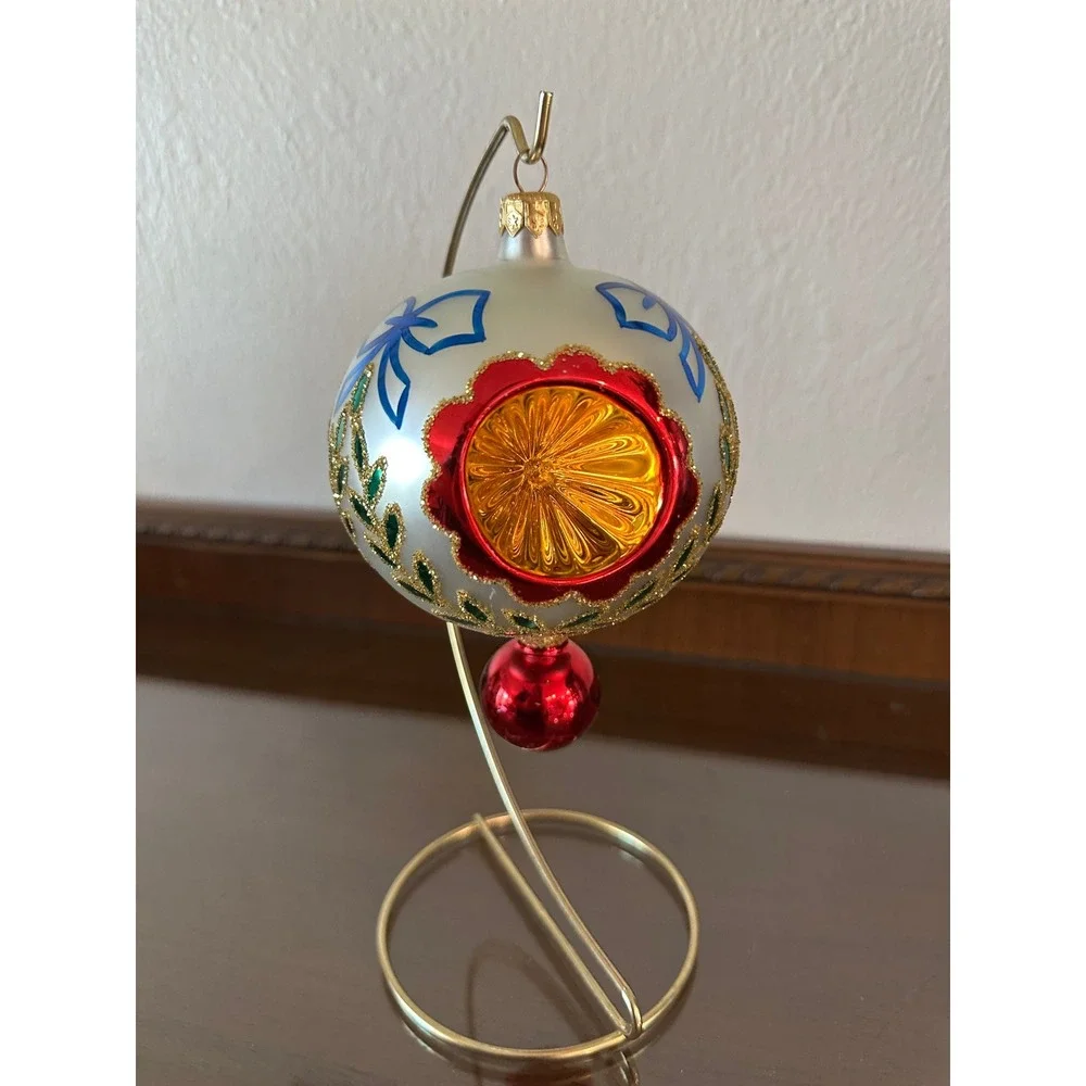 1994 Christopher Radko Epiphany Ball 6'' Triple Reflector Ornament Red 94-211-0